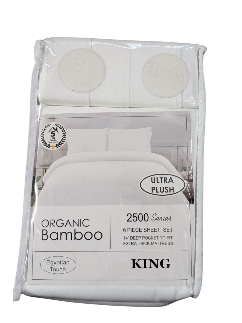 Organic Bamboo Ultra Plush White Sheet Set - 2500 Series & King